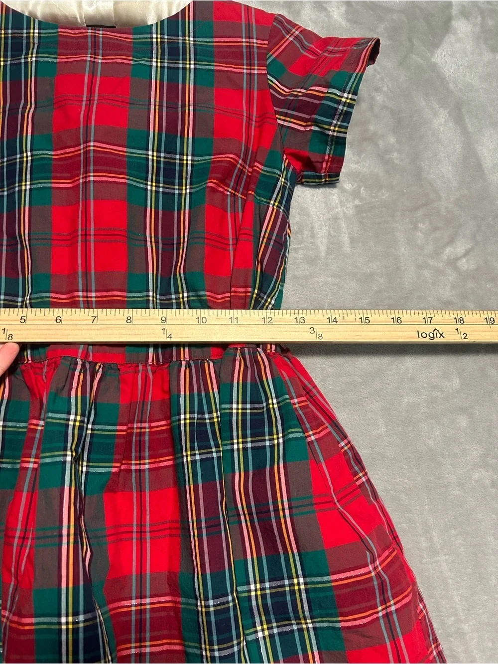 Crewcuts Holiday Dress Girls 12 Plaid Red Green Christmas Pockets
